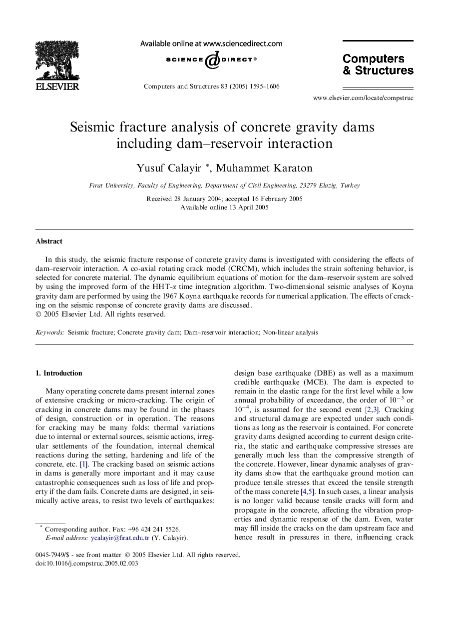 Seismic fracture analysis of concrete gravity dams including dam-reservoir interaction