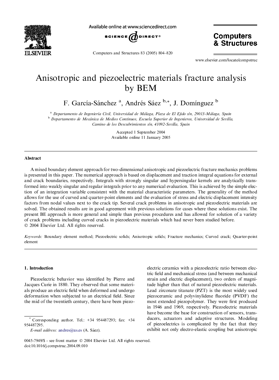 Anisotropic and piezoelectric materials fracture analysis by BEM