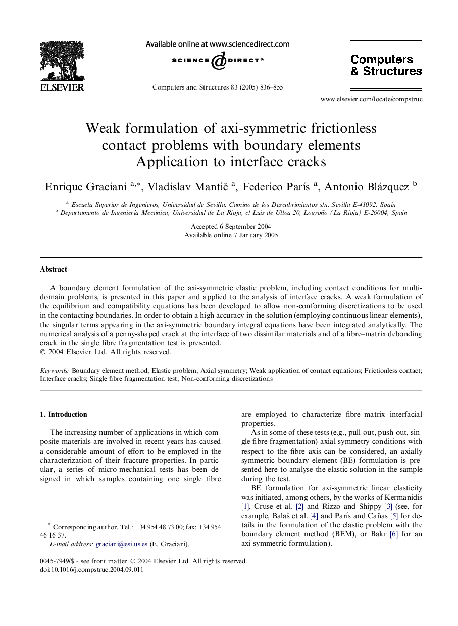 Weak formulation of axi-symmetric frictionless contact problems with boundary elements