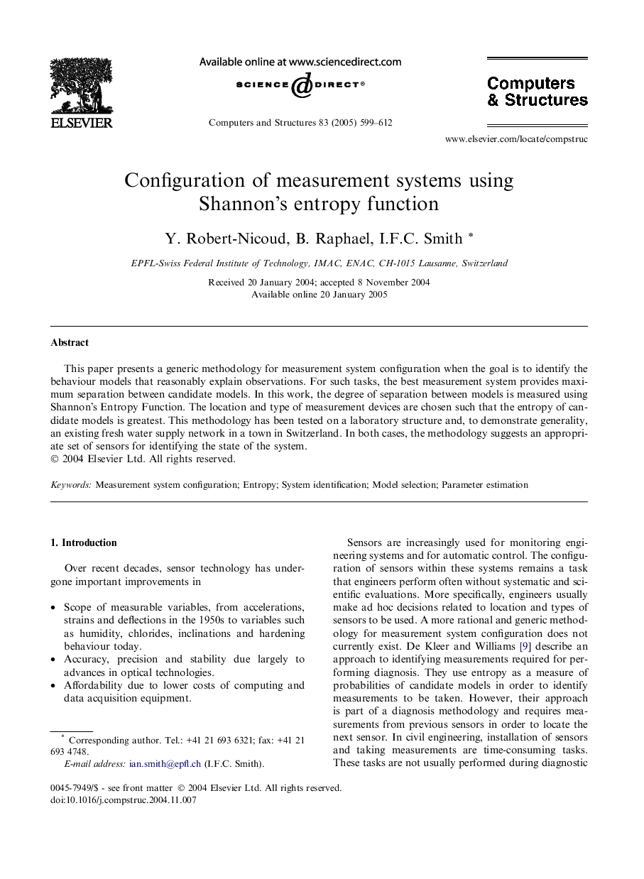 Configuration of measurement systems using Shannon's entropy function