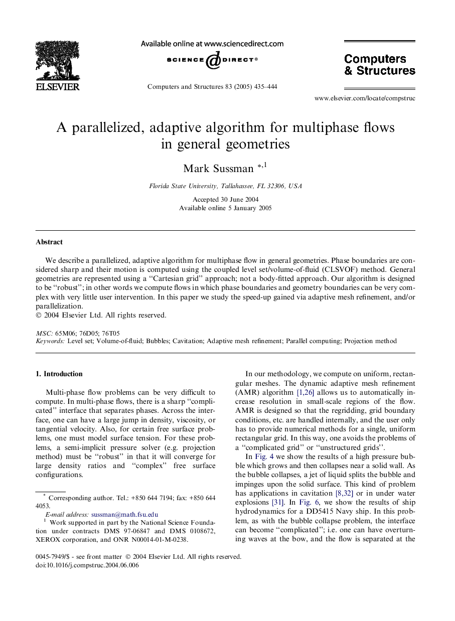 A parallelized, adaptive algorithm for multiphase flows in general geometries