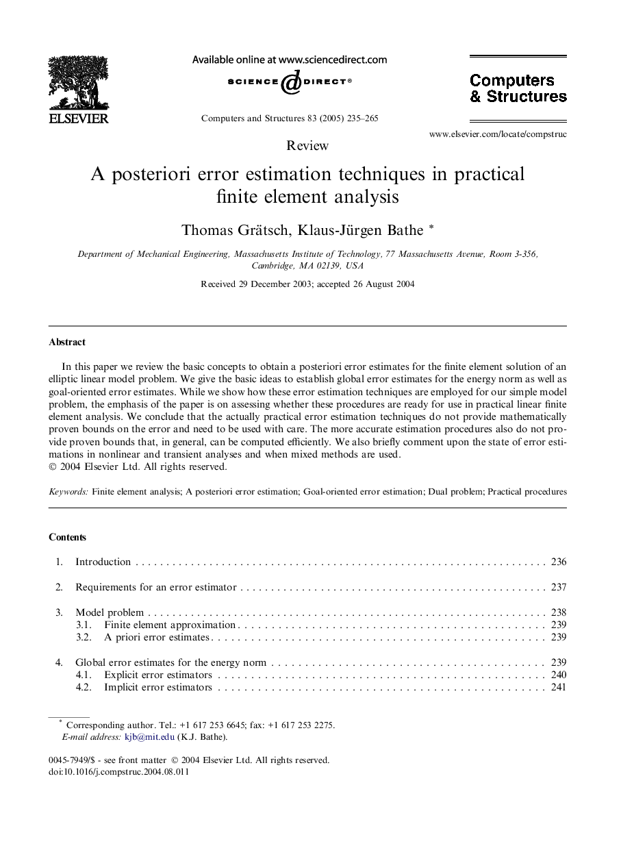 A posteriori error estimation techniques in practical finite element analysis