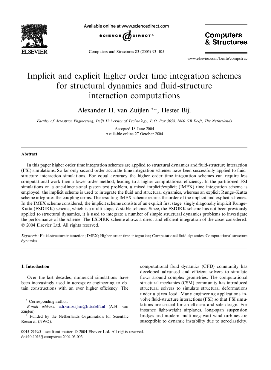 Implicit and explicit higher order time integration schemes for structural dynamics and fluid-structure interaction computations