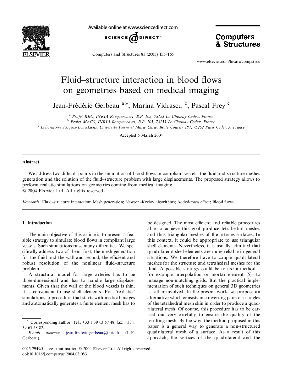 Fluid-structure interaction in blood flows on geometries based on medical imaging