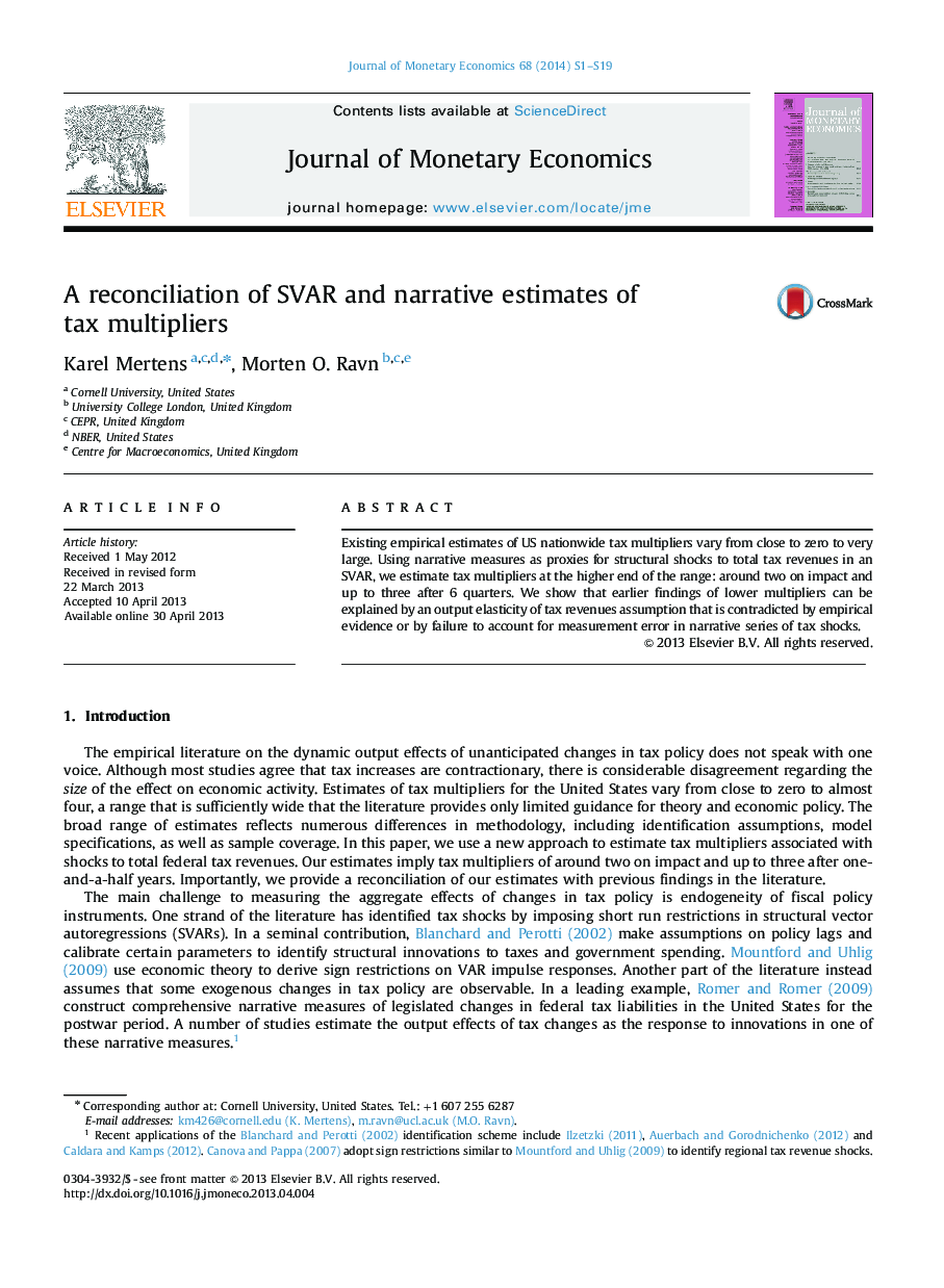 A reconciliation of SVAR and narrative estimates of tax multipliers