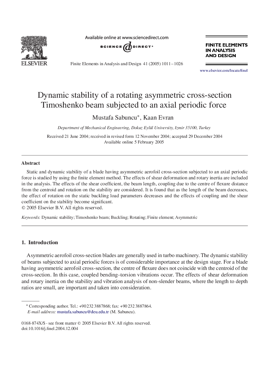 Dynamic stability of a rotating asymmetric cross-section Timoshenko beam subjected to an axial periodic force