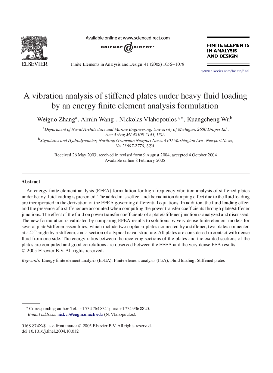 A vibration analysis of stiffened plates under heavy fluid loading by an energy finite element analysis formulation