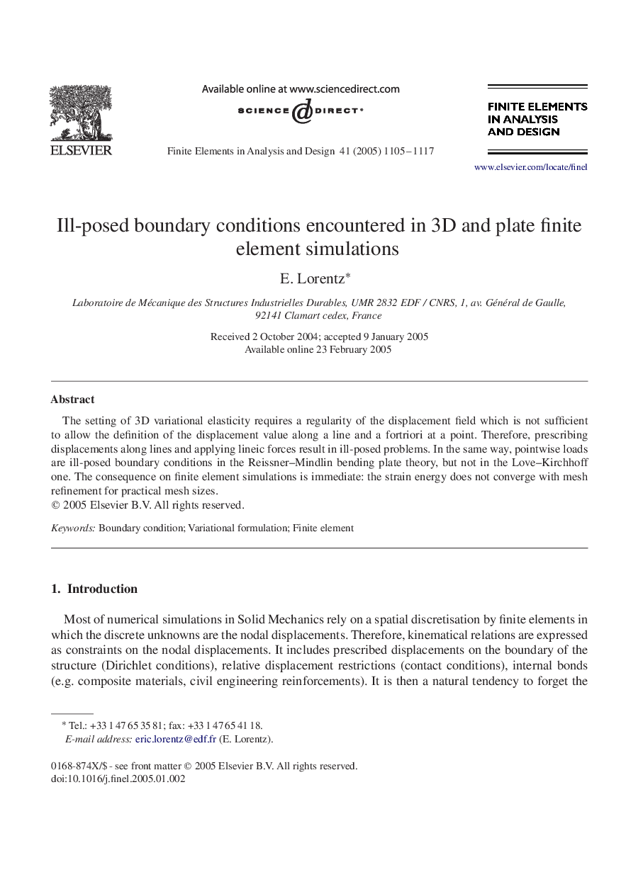 Ill-posed boundary conditions encountered in 3D and plate finite element simulations