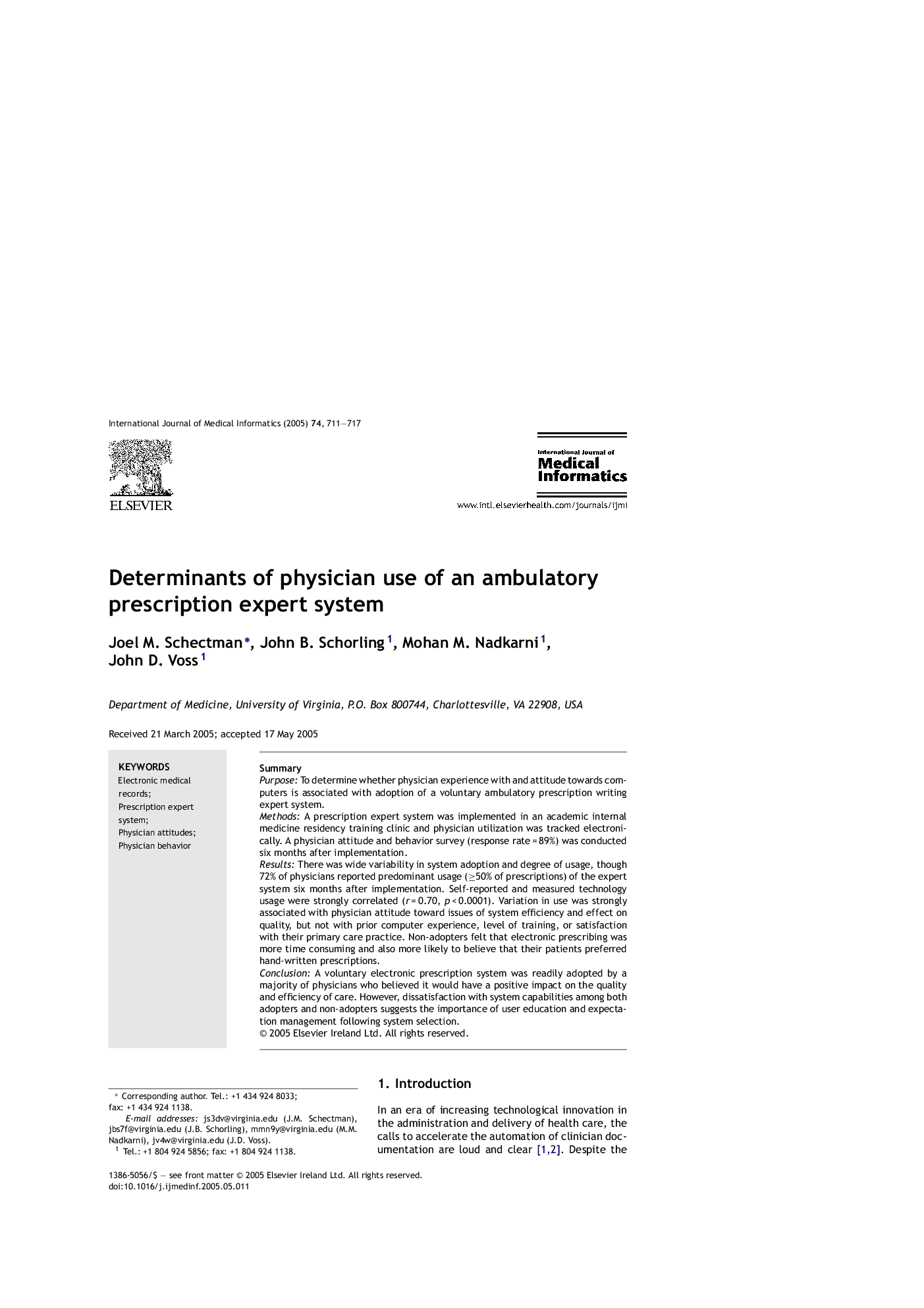 Determinants of physician use of an ambulatory prescription expert system