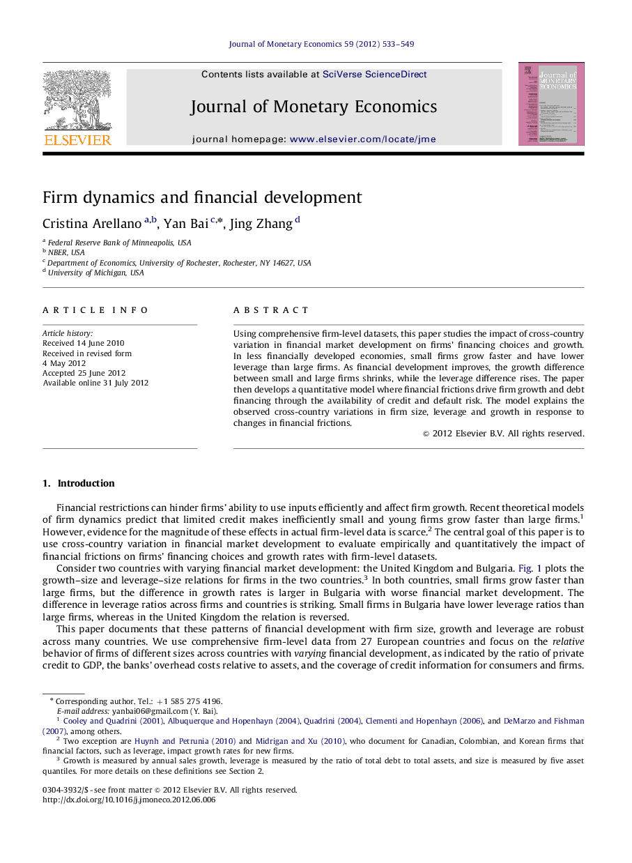 Firm dynamics and financial development