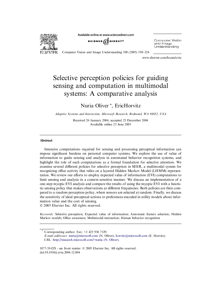 Selective perception policies for guiding sensing and computation in multimodal systems: A comparative analysis