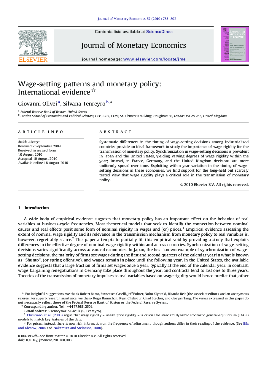Wage-setting patterns and monetary policy: International evidence