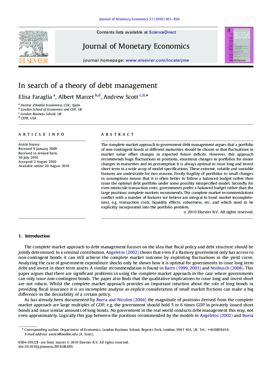 In search of a theory of debt management