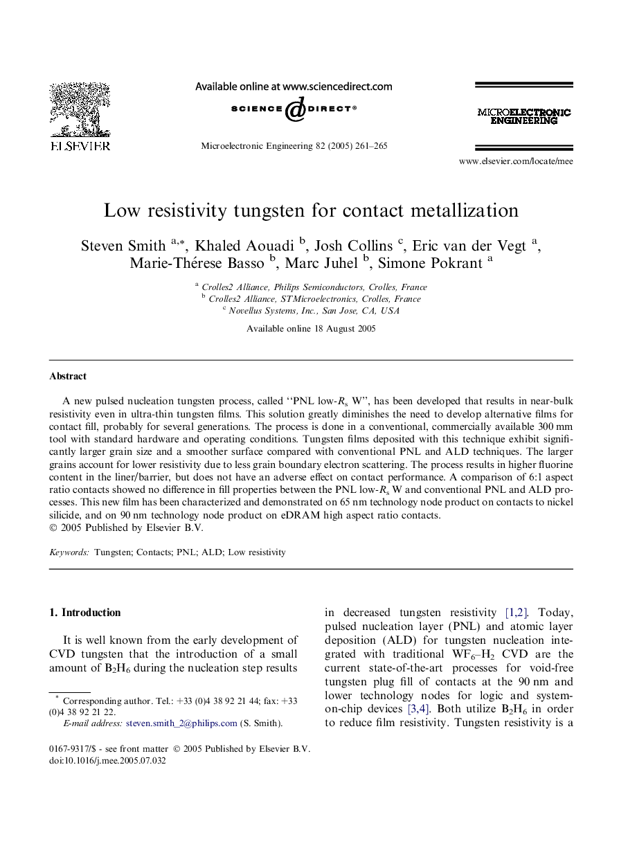 Low resistivity tungsten for contact metallization