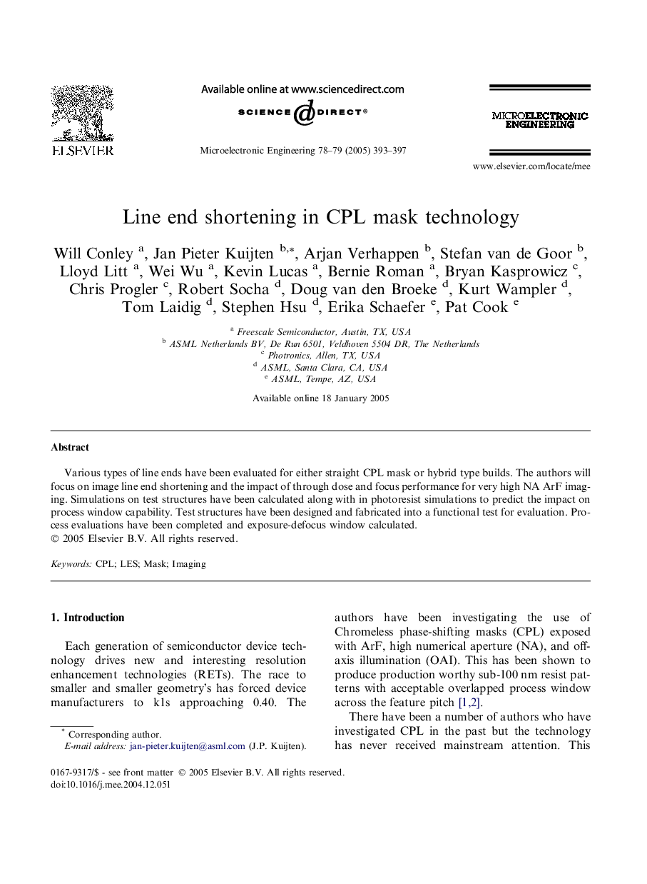 Line end shortening in CPL mask technology