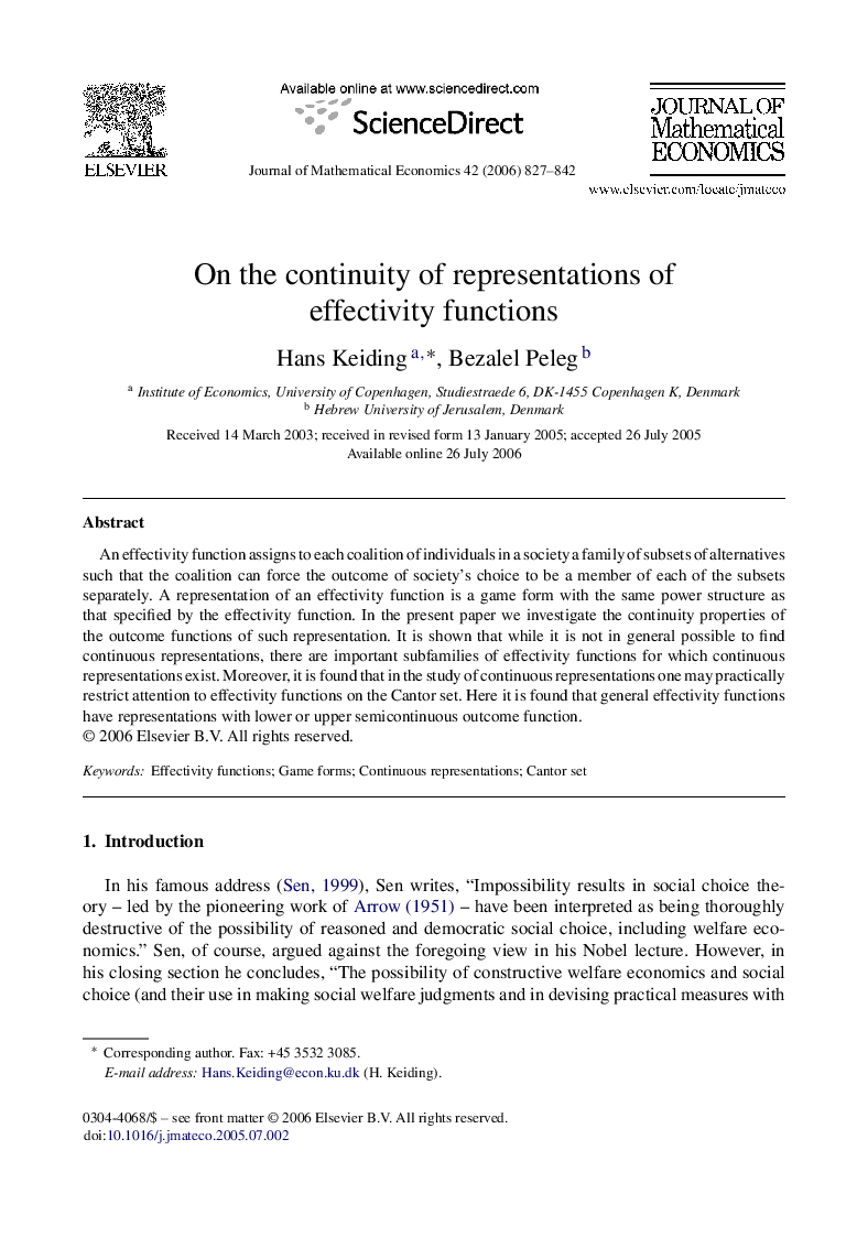 On the continuity of representations of effectivity functions