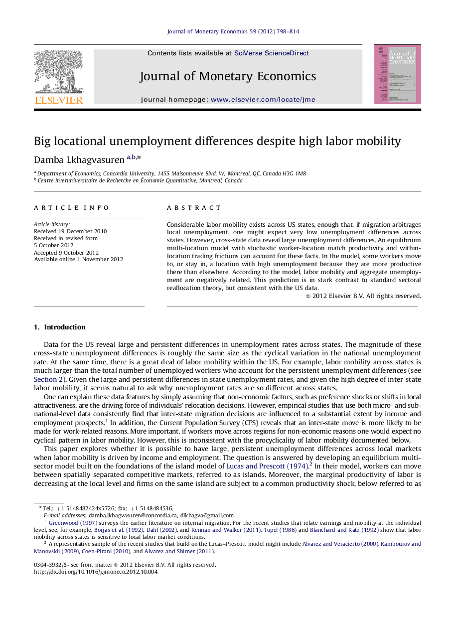 Big locational unemployment differences despite high labor mobility