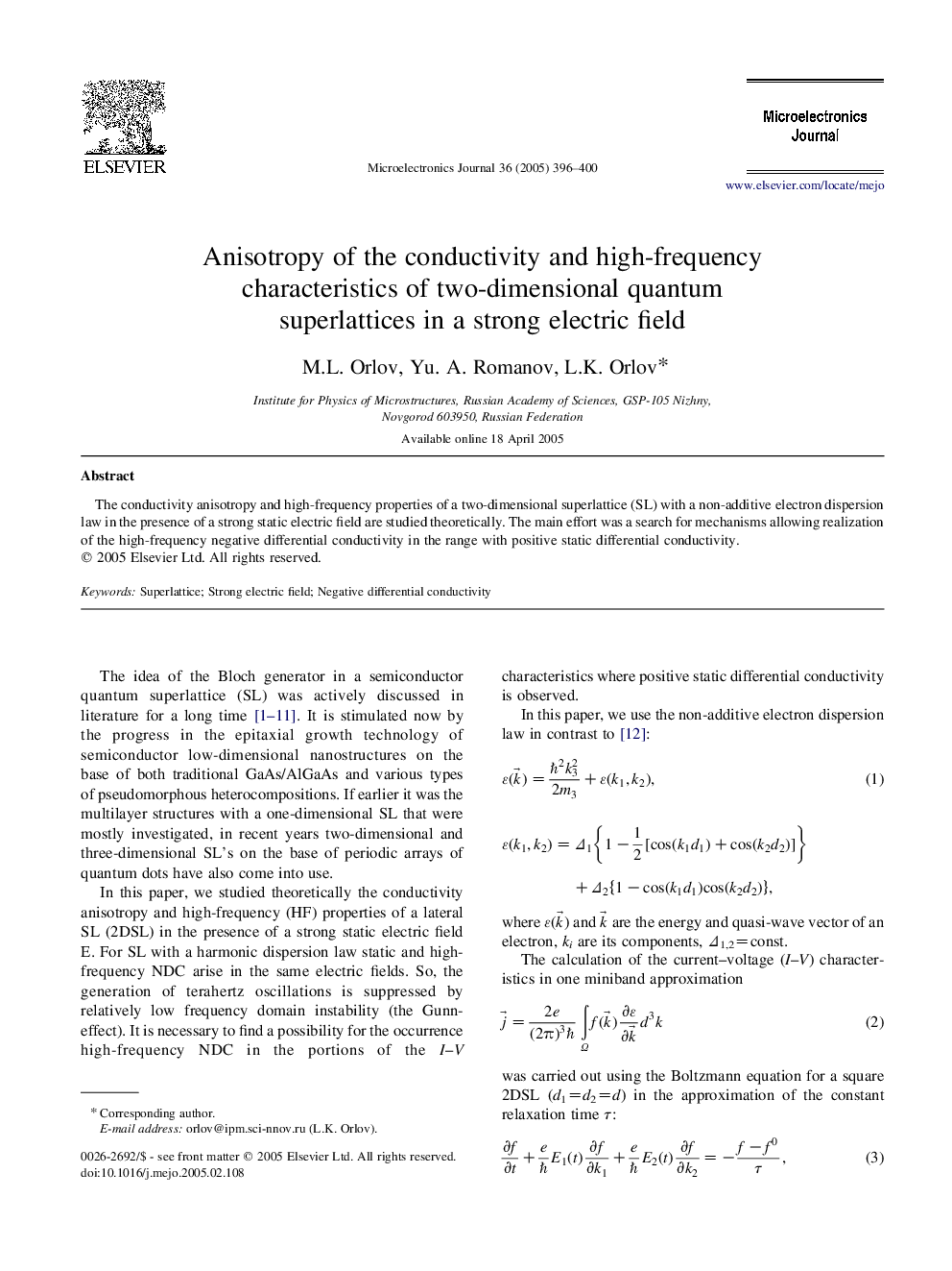 Anisotropy of the conductivity and high-frequency characteristics of two-dimensional quantum superlattices in a strong electric field