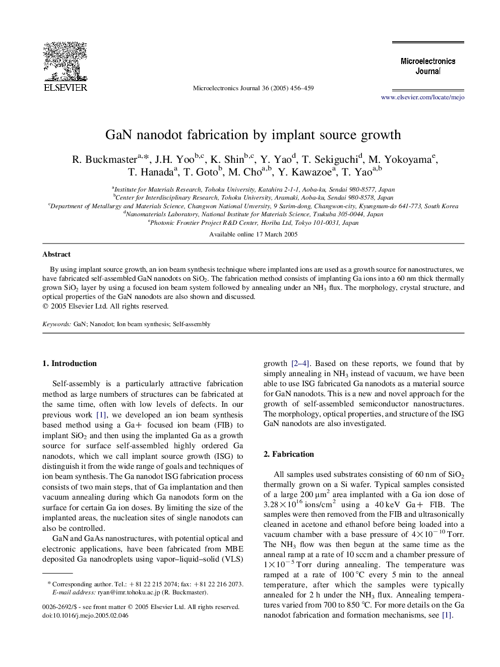 GaN nanodot fabrication by implant source growth