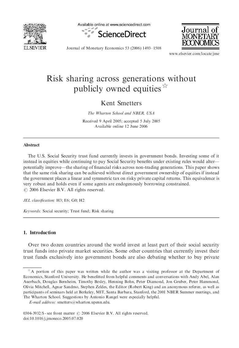 Risk sharing across generations without publicly owned equities