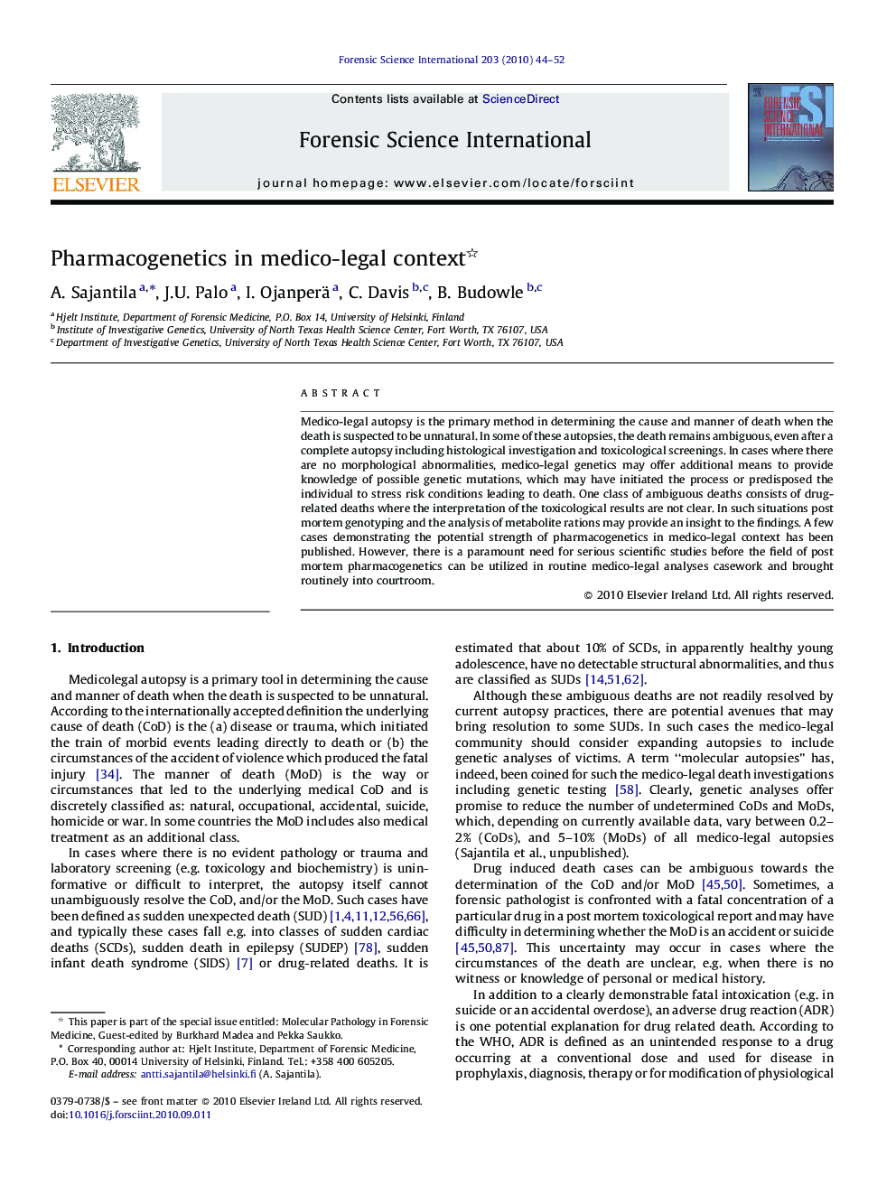 Pharmacogenetics in medico-legal context 