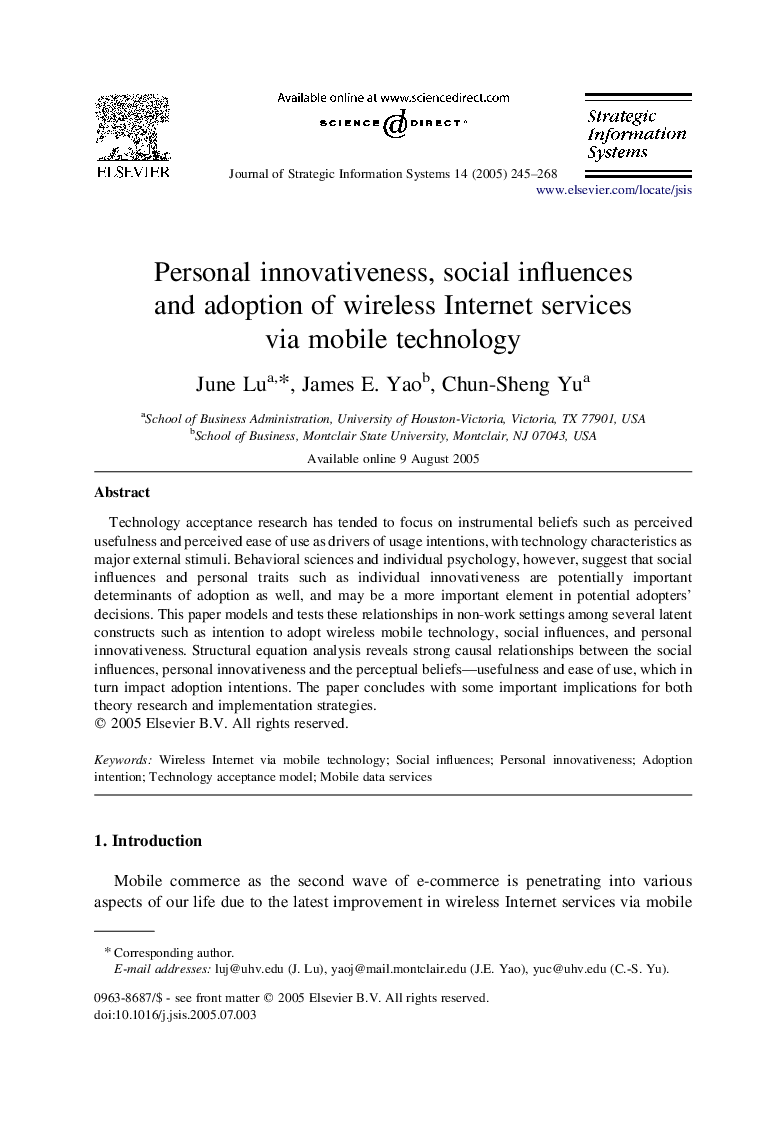 Personal innovativeness, social influences and adoption of wireless Internet services via mobile technology