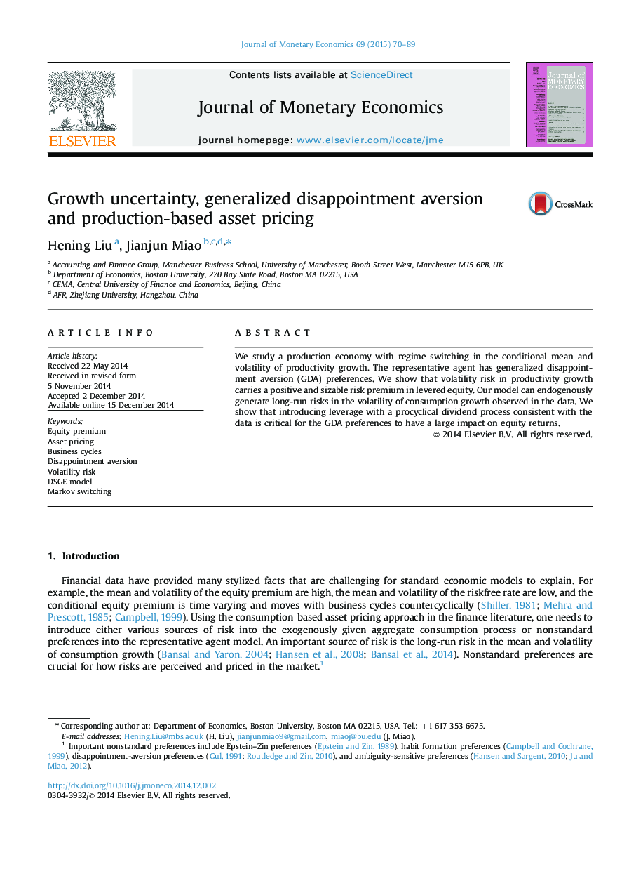 Growth uncertainty, generalized disappointment aversion and production-based asset pricing