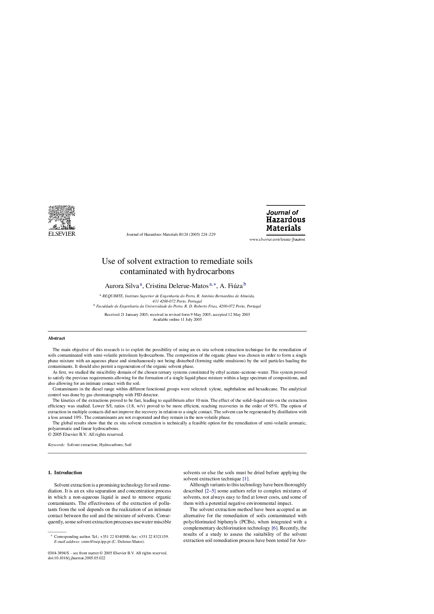 Use of solvent extraction to remediate soils contaminated with hydrocarbons