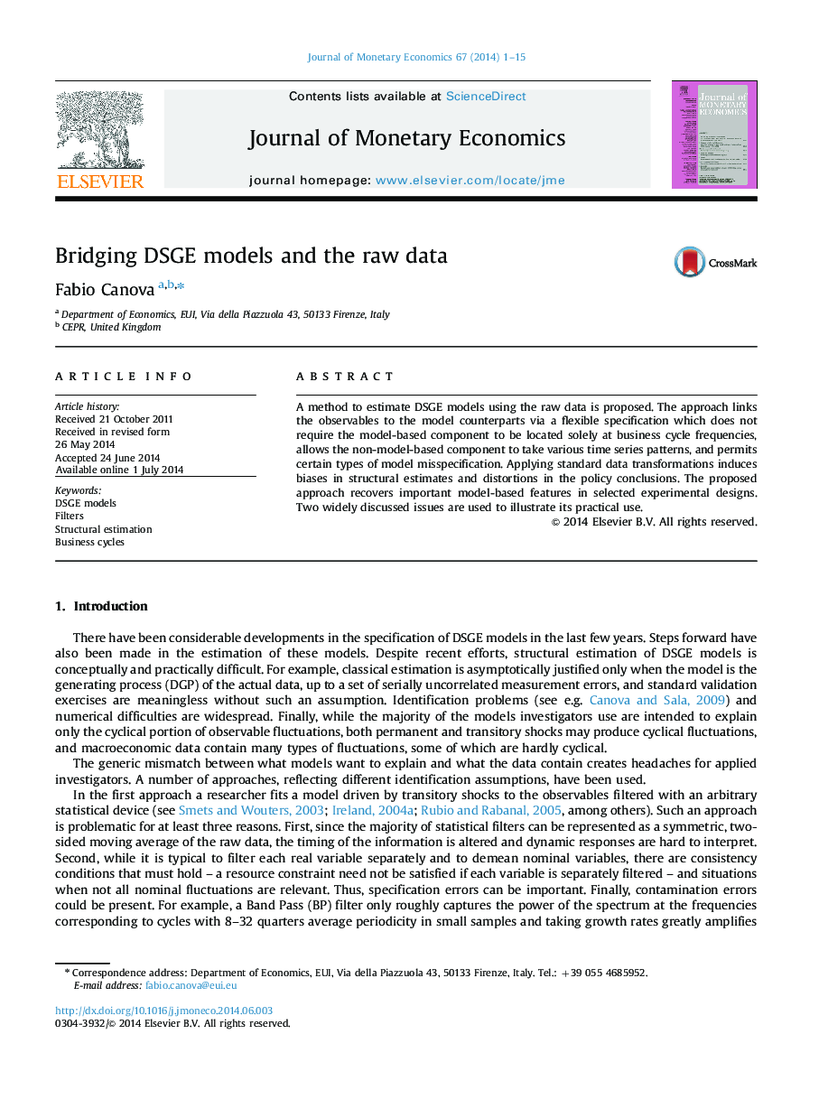 Bridging DSGE models and the raw data