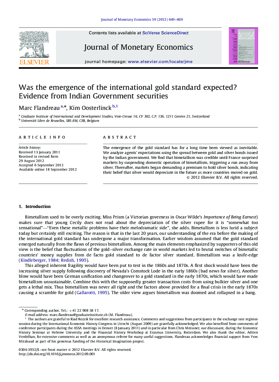 Was the emergence of the international gold standard expected? Evidence from Indian Government securities