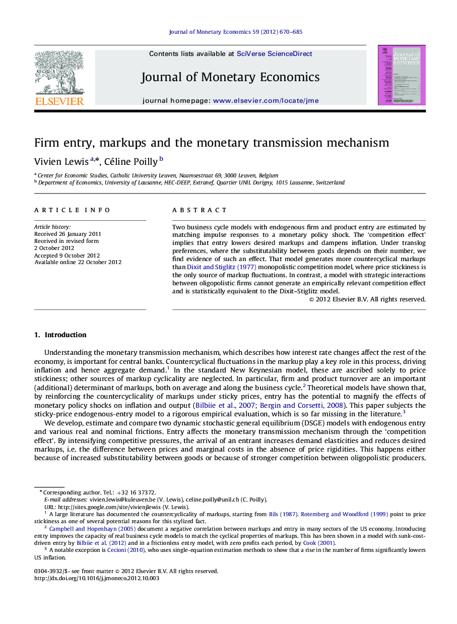 Firm entry, markups and the monetary transmission mechanism