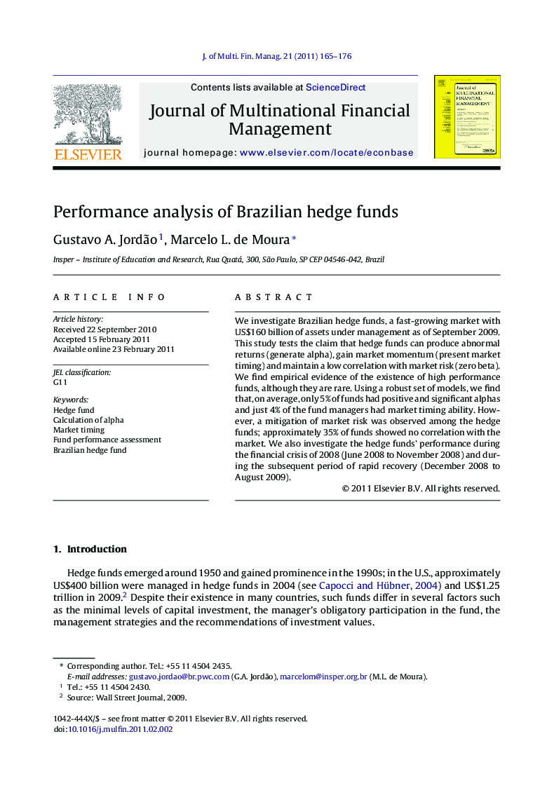 Performance analysis of Brazilian hedge funds