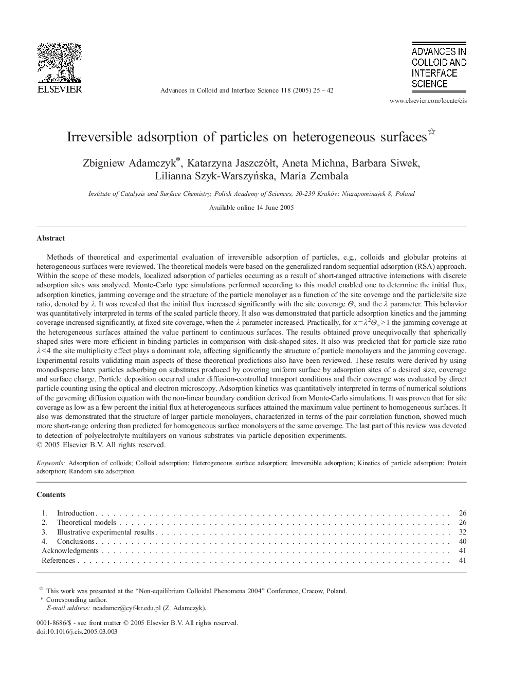 Irreversible adsorption of particles on heterogeneous surfaces