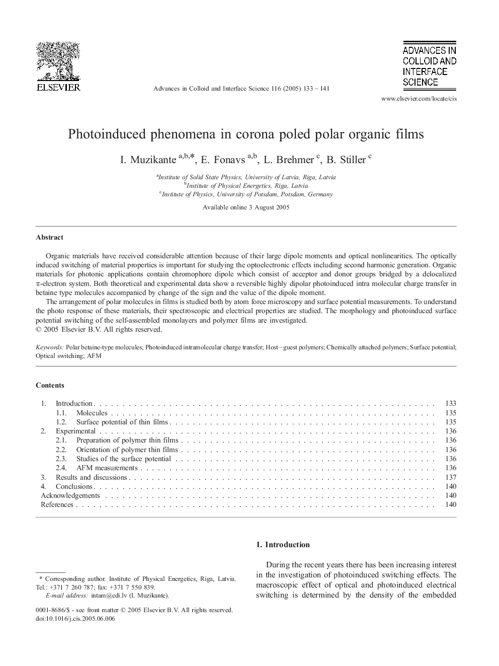 Photoinduced phenomena in corona poled polar organic films