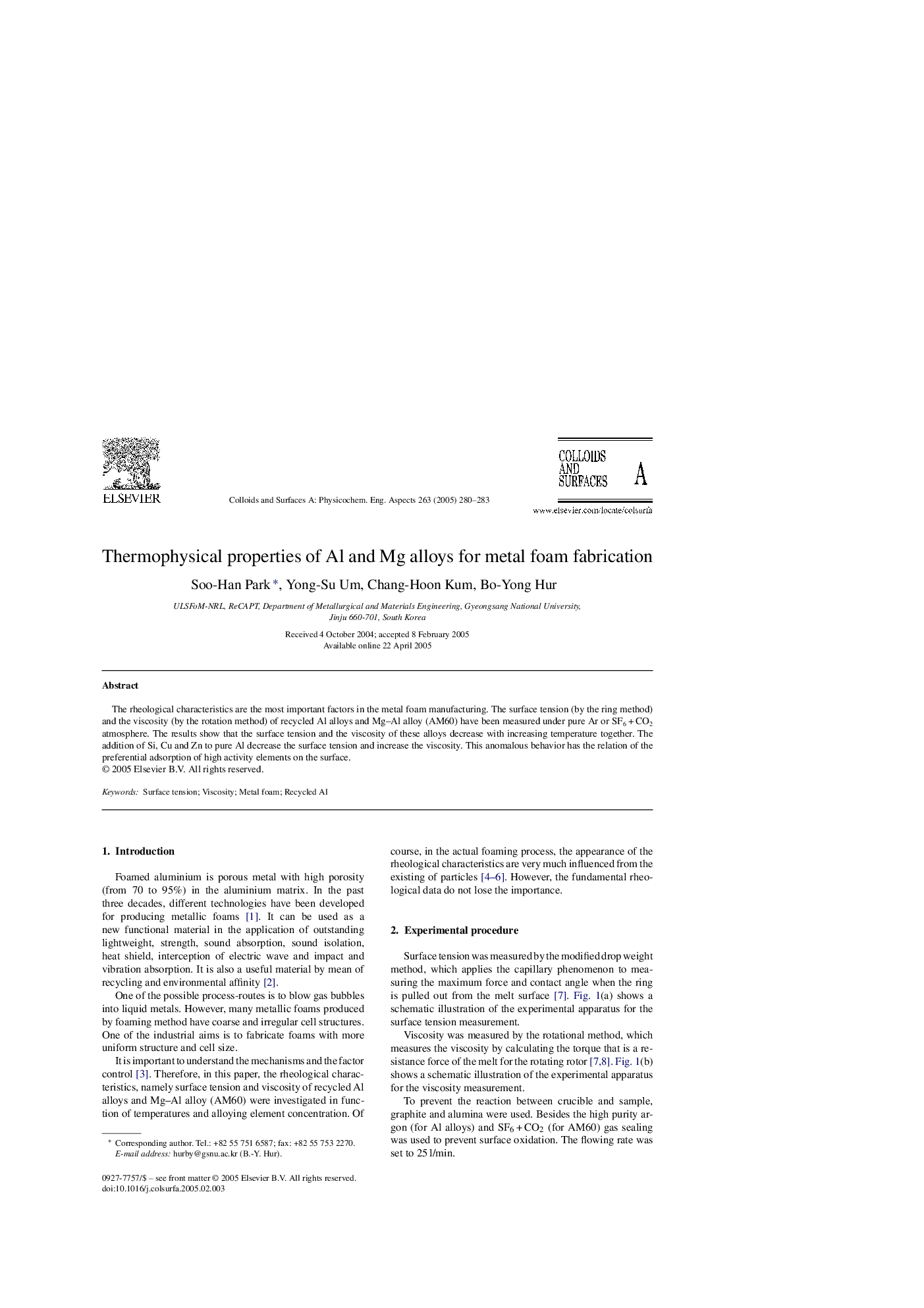 Thermophysical properties of Al and Mg alloys for metal foam fabrication