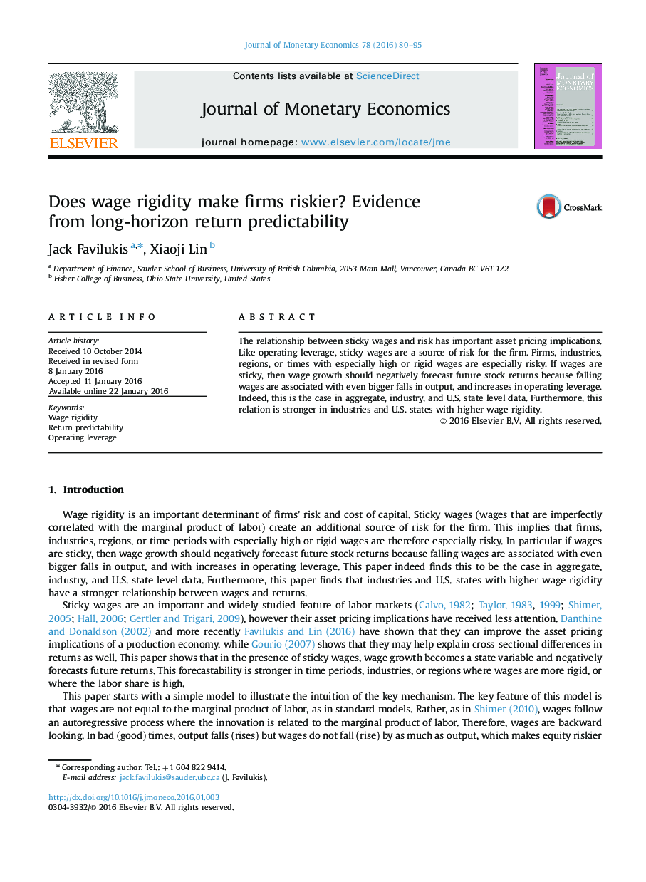 Does wage rigidity make firms riskier? Evidence from long-horizon return predictability