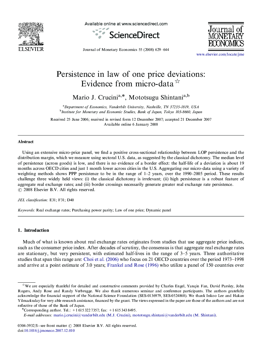 Persistence in law of one price deviations: Evidence from micro-data 