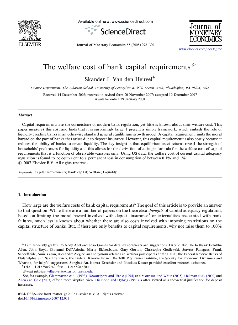 The welfare cost of bank capital requirements