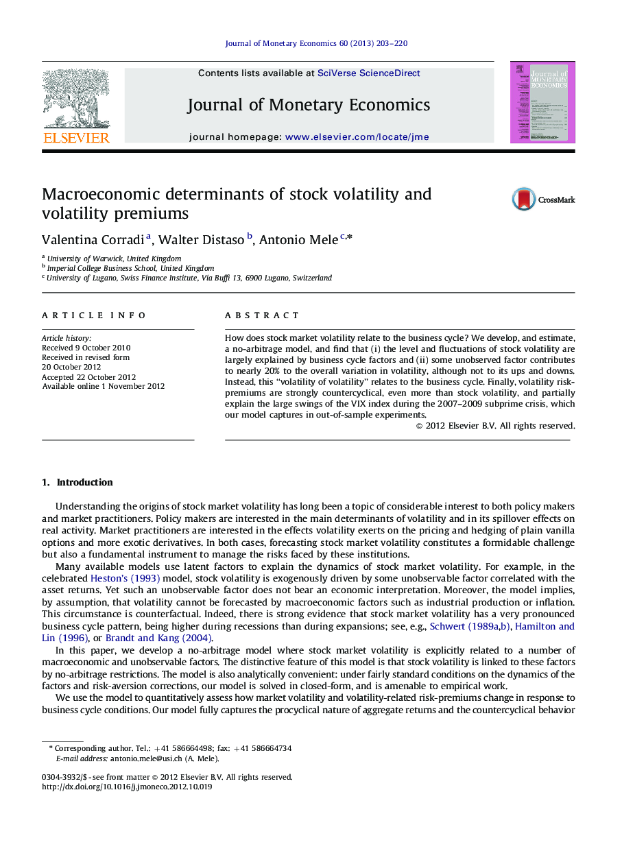 Macroeconomic determinants of stock volatility and volatility premiums