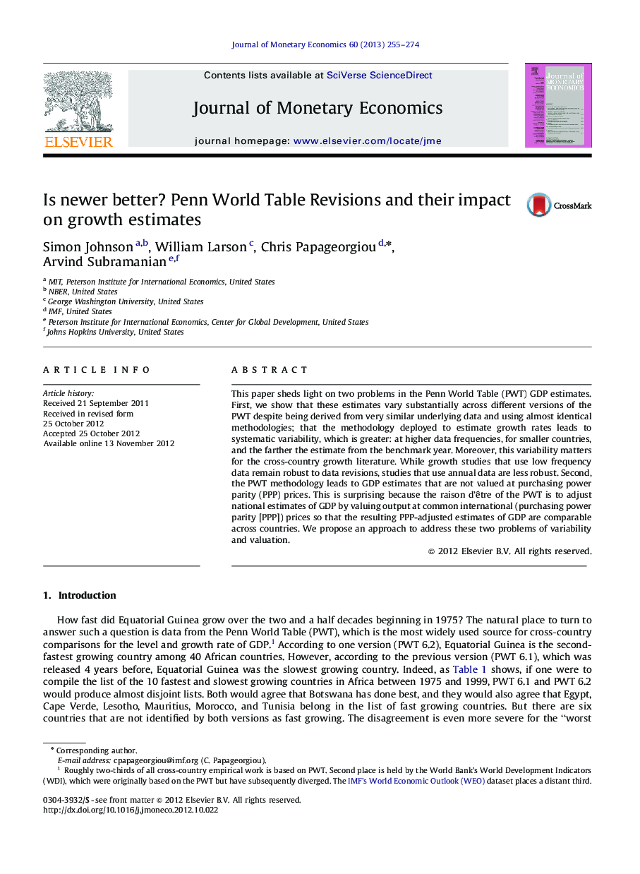 Is newer better? Penn World Table Revisions and their impact on growth estimates