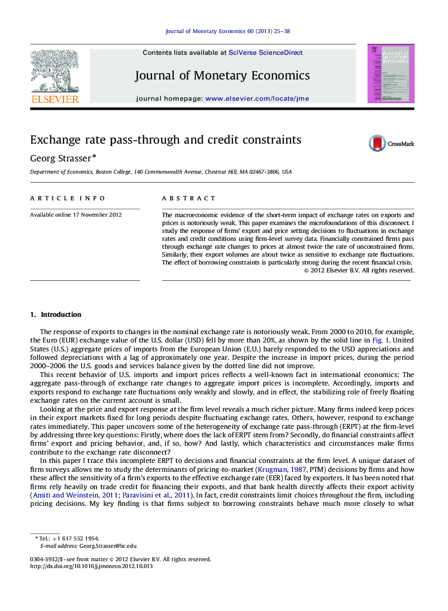 Exchange rate pass-through and credit constraints