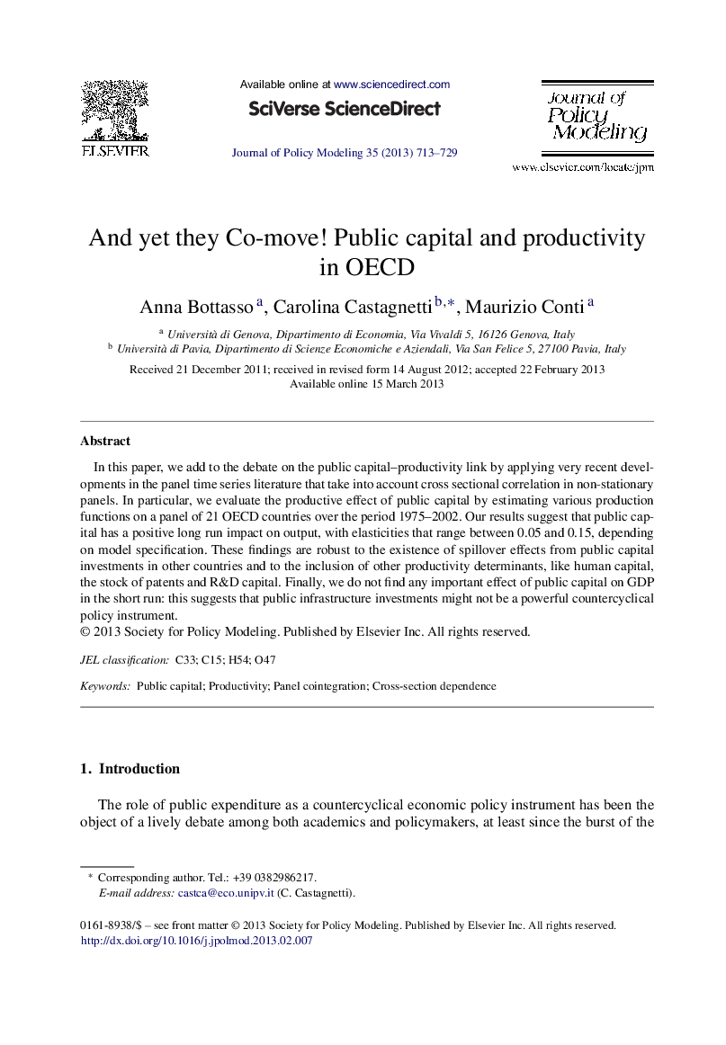 And yet they Co-move! Public capital and productivity in OECD