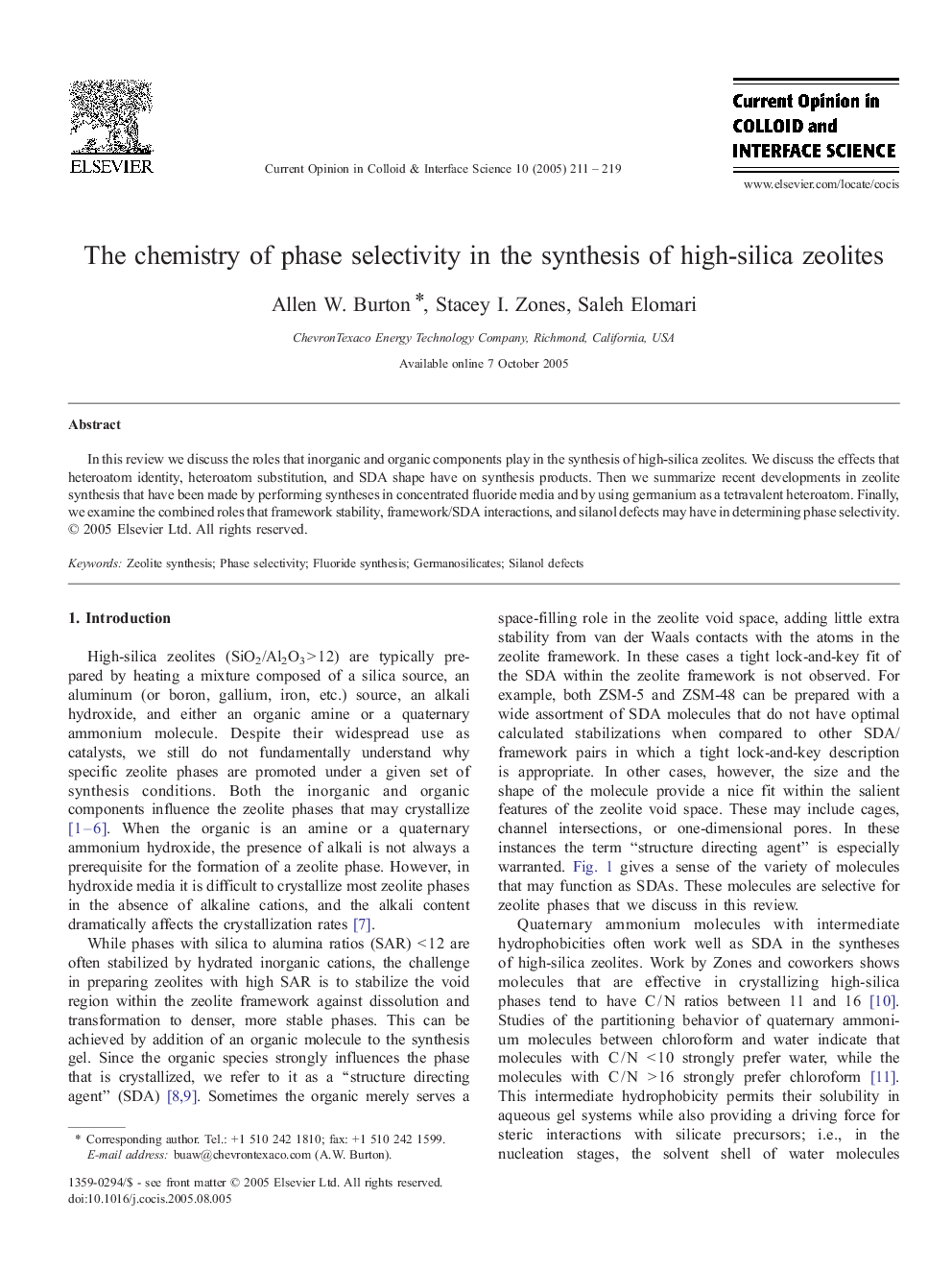 The chemistry of phase selectivity in the synthesis of high-silica zeolites