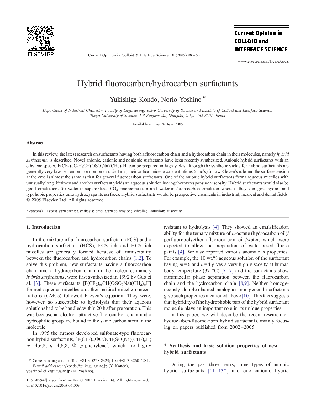 Hybrid fluorocarbon/hydrocarbon surfactants