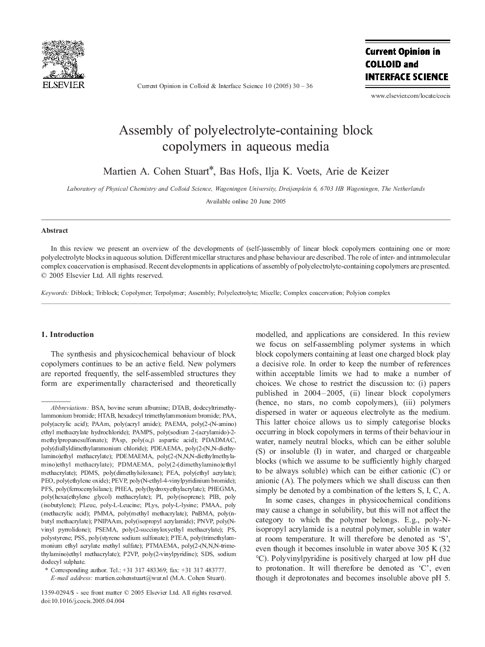 Assembly of polyelectrolyte-containing block copolymers in aqueous media