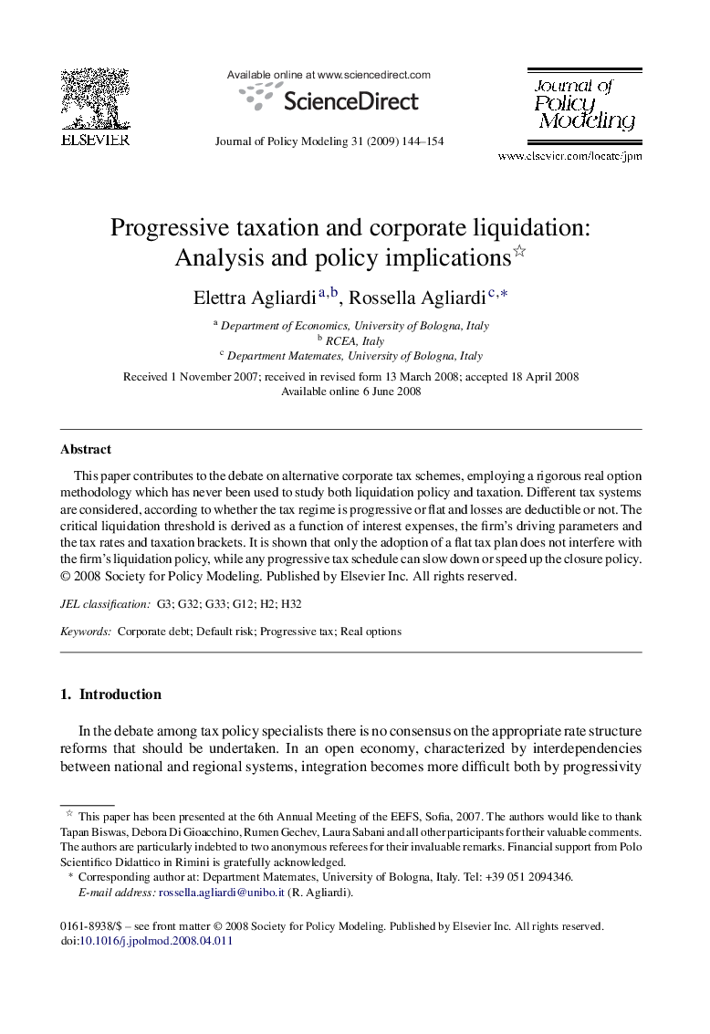 Progressive taxation and corporate liquidation: Analysis and policy implications 