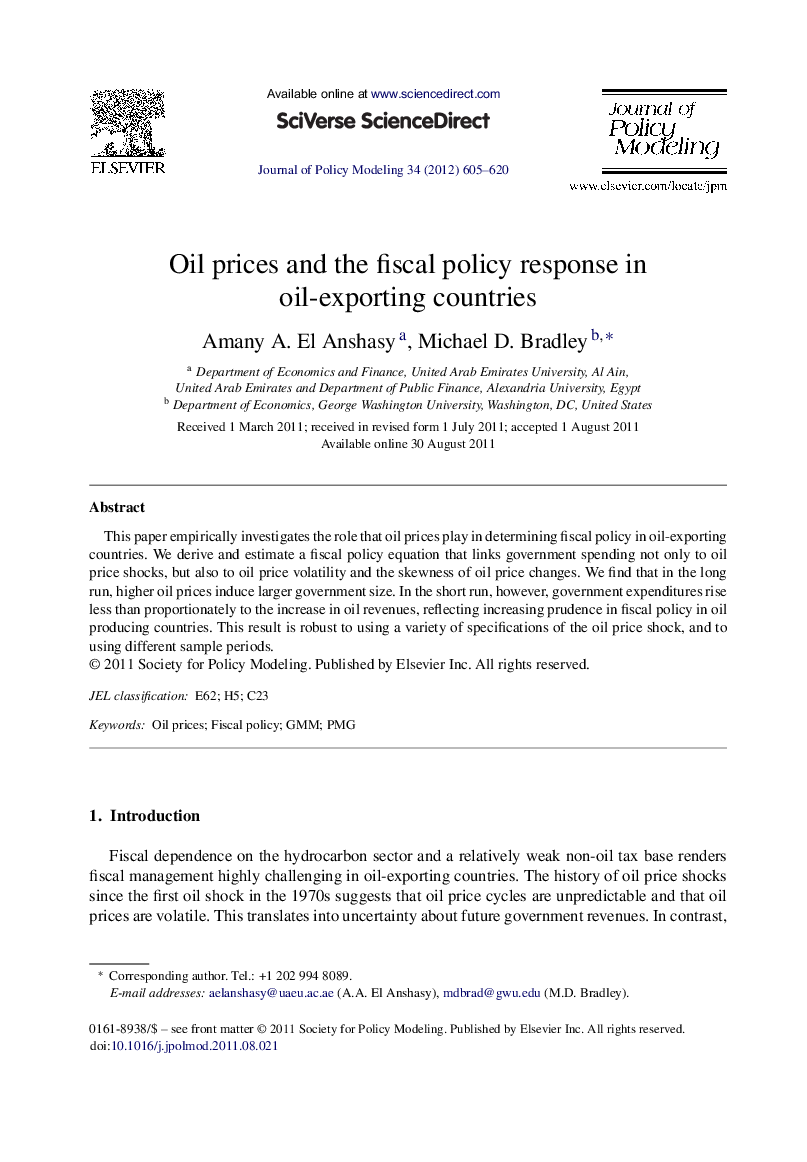 Oil prices and the fiscal policy response in oil-exporting countries