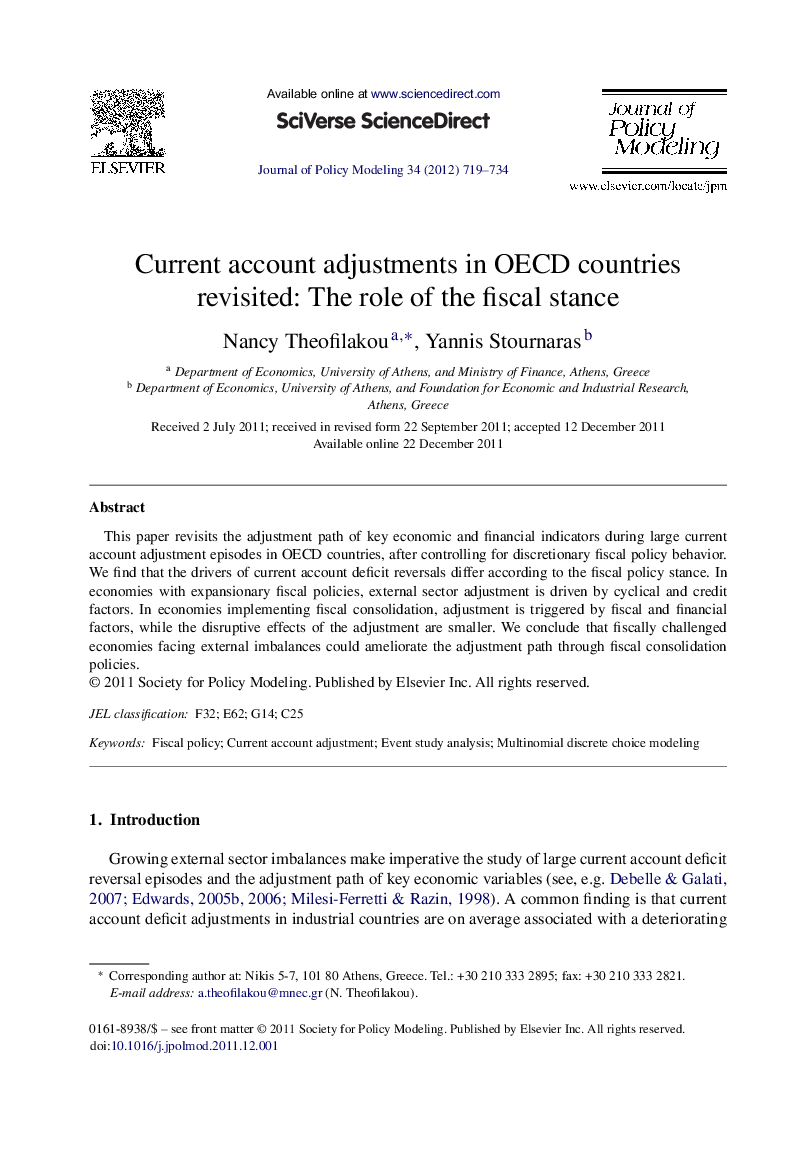 Current account adjustments in OECD countries revisited: The role of the fiscal stance