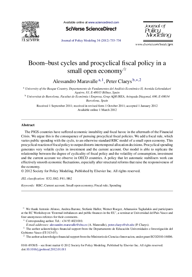 Boom–bust cycles and procyclical fiscal policy in a small open economy 