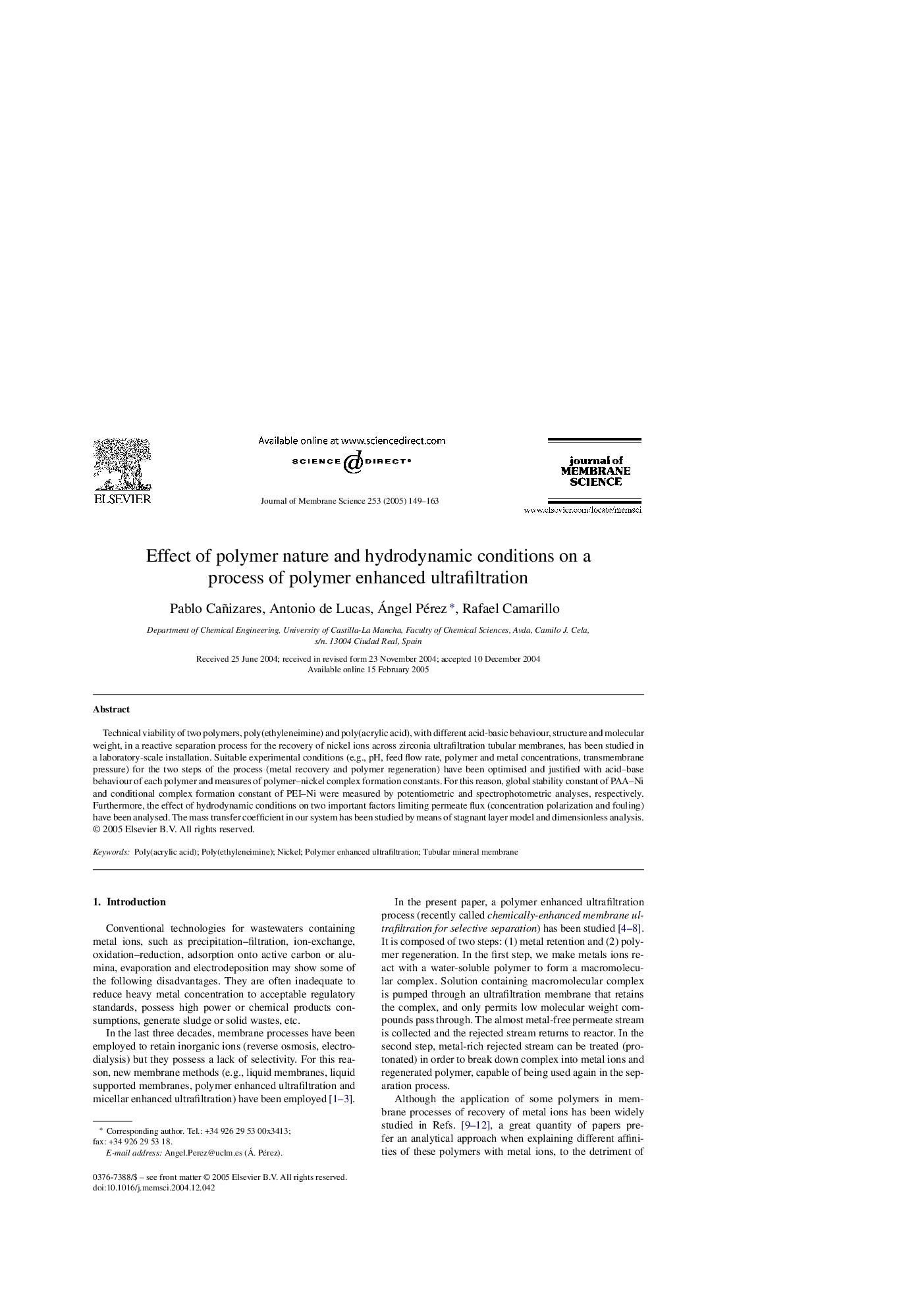 Effect of polymer nature and hydrodynamic conditions on a process of polymer enhanced ultrafiltration